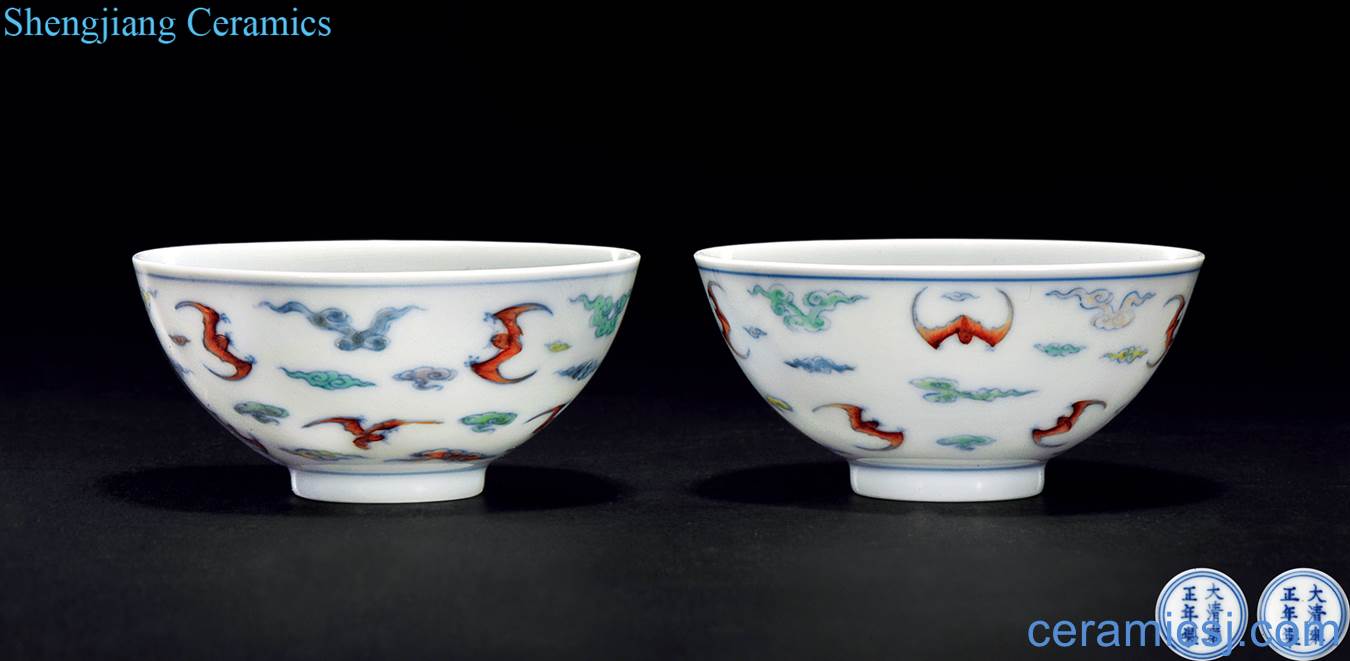 Qing yongzheng bucket clouds bats grain small bowl (a)