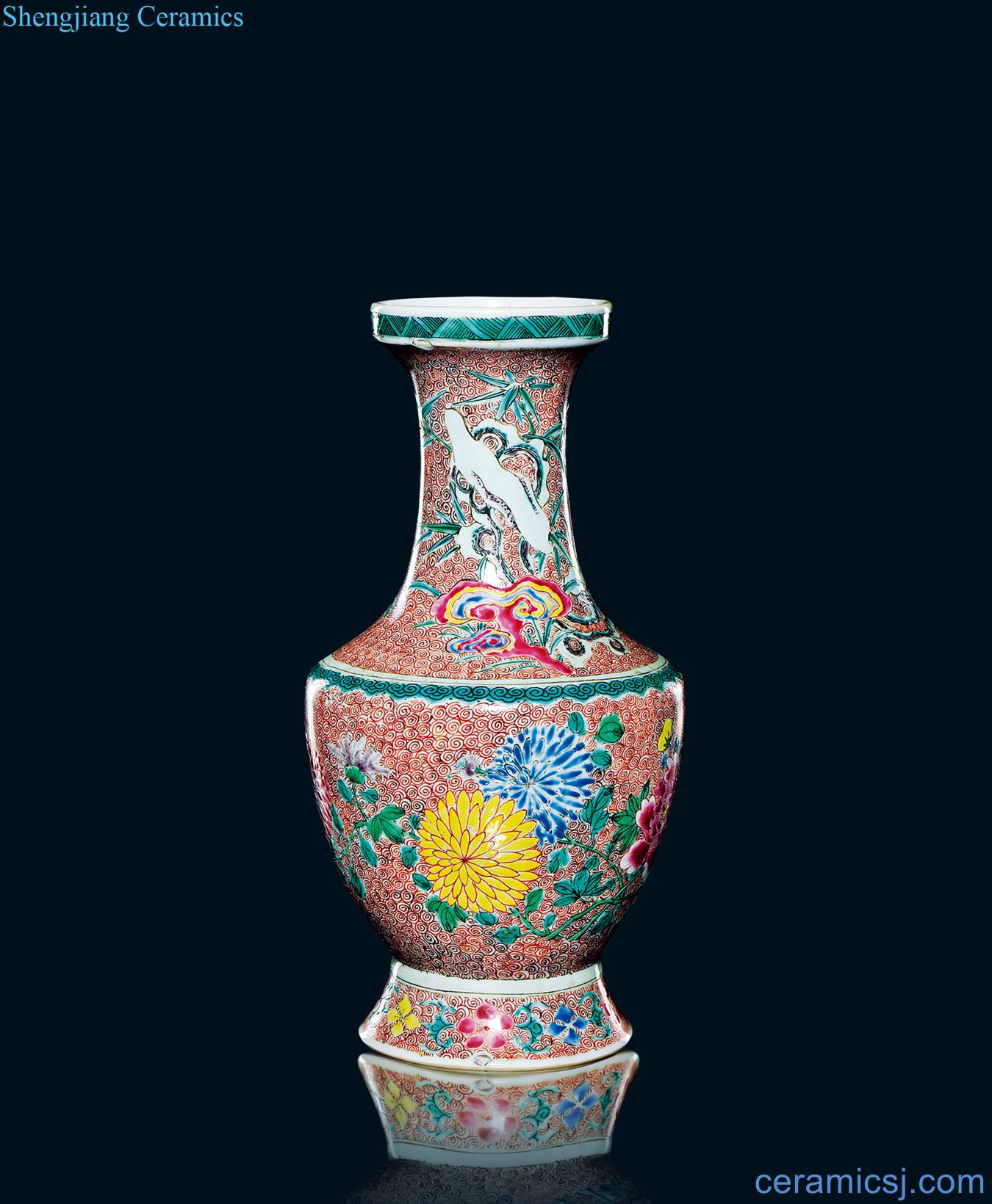 Qing yongzheng pastel kam chrysanthemum grain dish buccal bottle