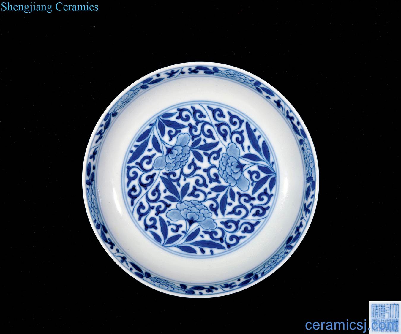 Qing qianlong Blue and white flower tray