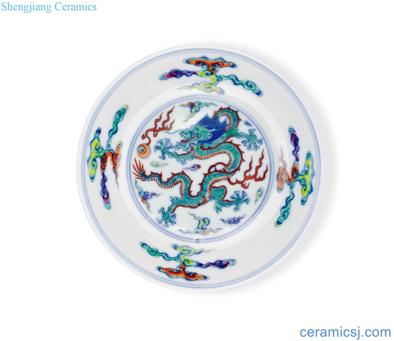 Qing yongzheng dou colour the sea dragon plate