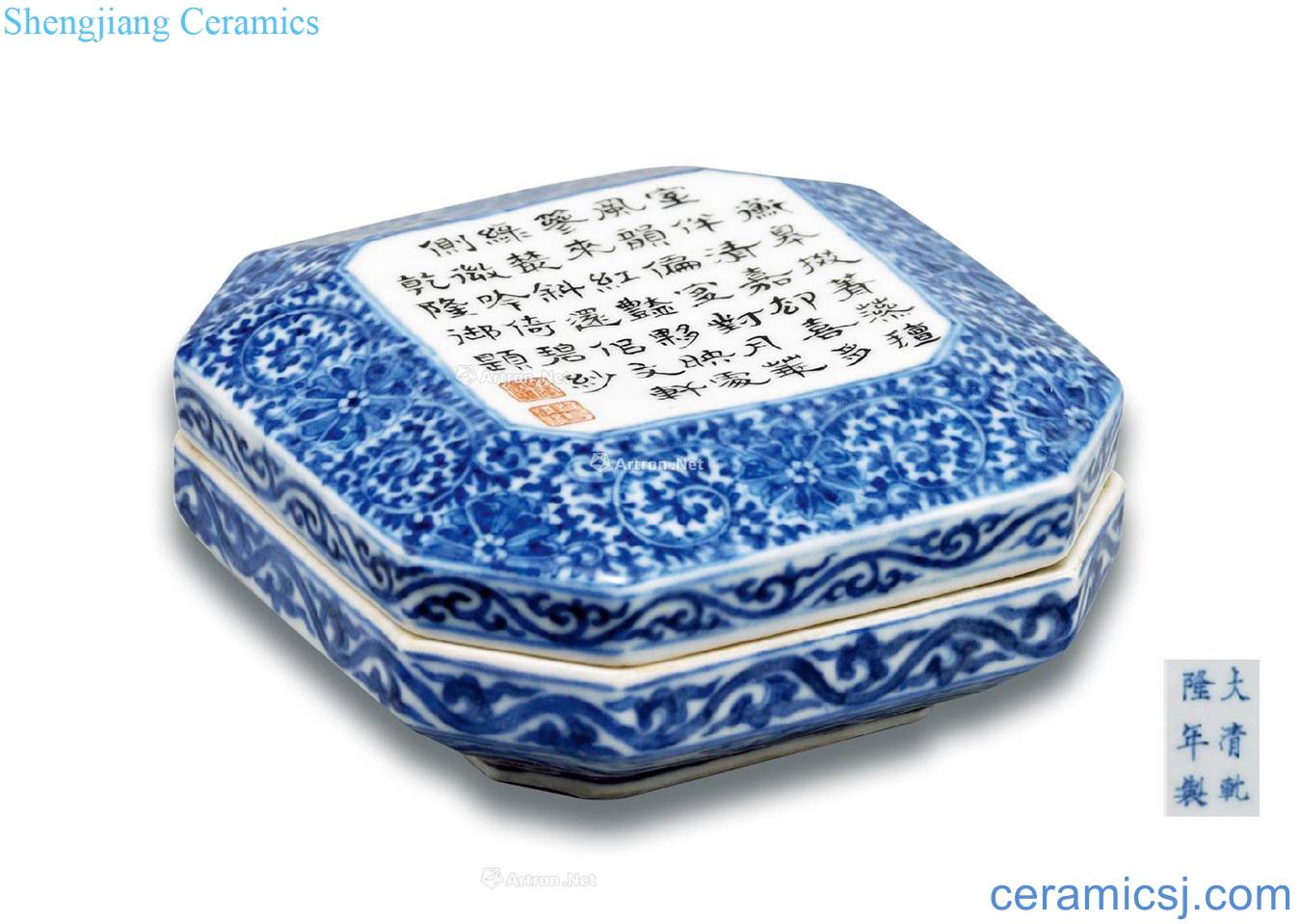 Blue and white flower sense lines cover box