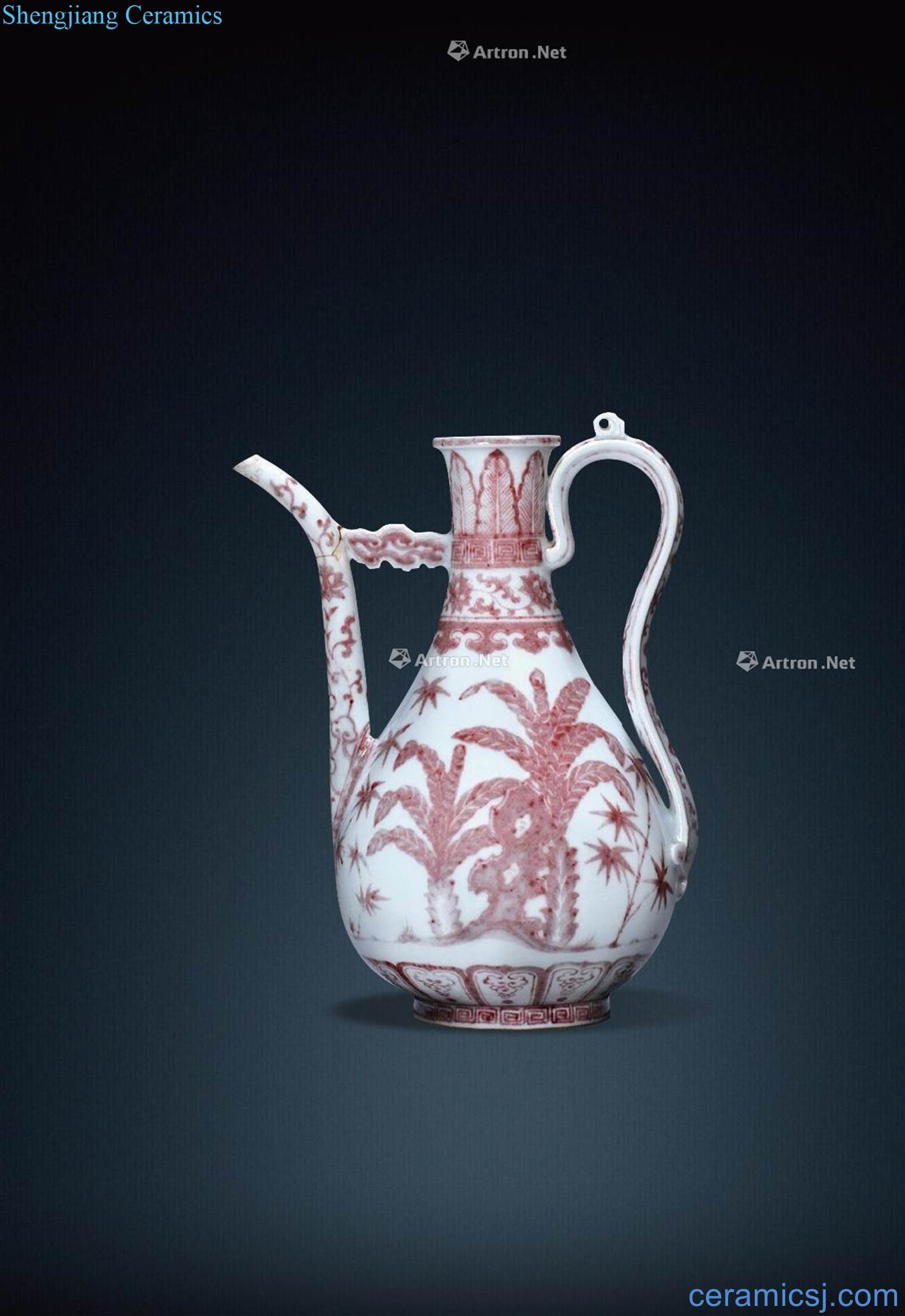 Youligong poetic lines ewer in early Ming dynasty