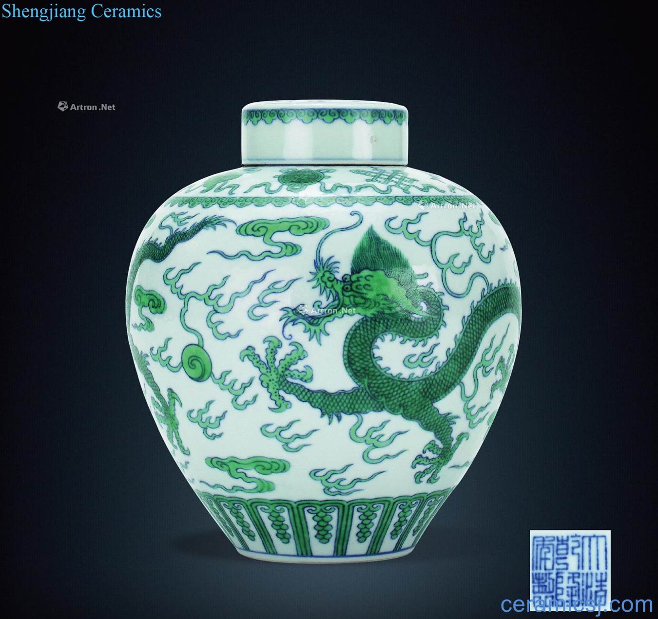 Bucket color green glaze dragon tank