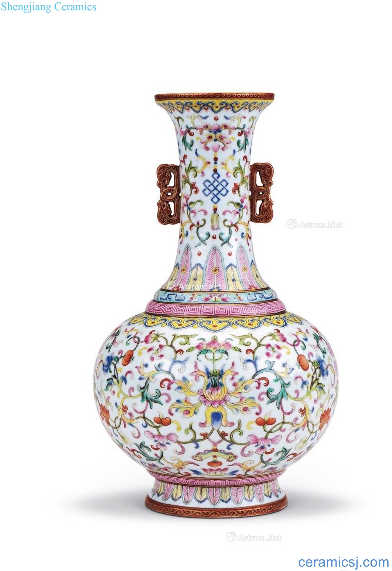 Pastel lotus flower vase with a grain longnu