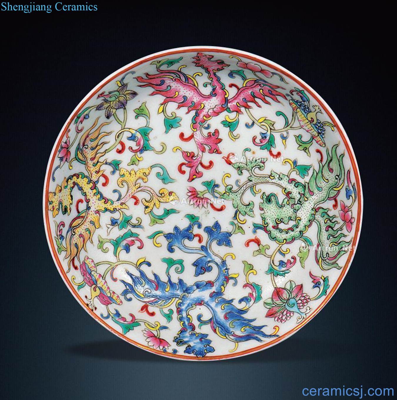 Pastel flowers chicken tray in the qing dynasty