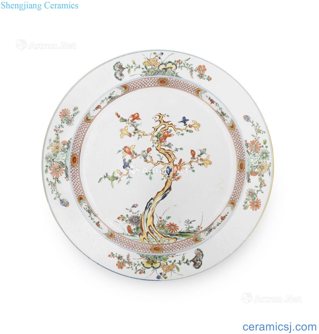 The qing emperor kangxi Colorful magnolia flower disc