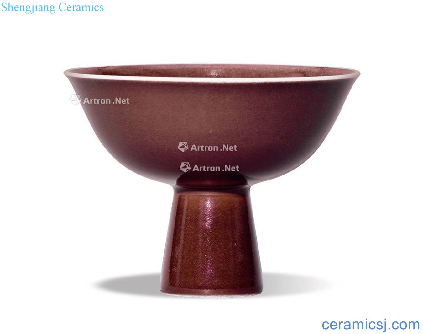 Ming ji red glaze footed bowl