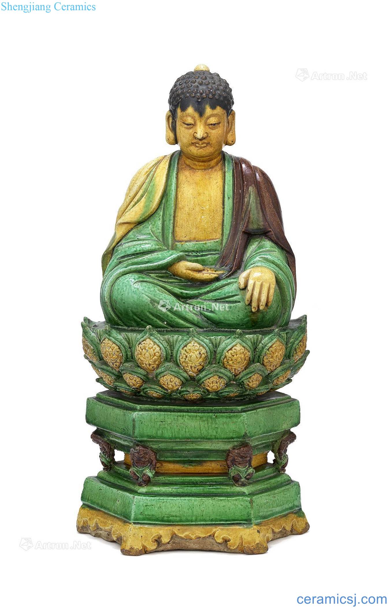 Ming Three-color Buddha sit like a lotus
