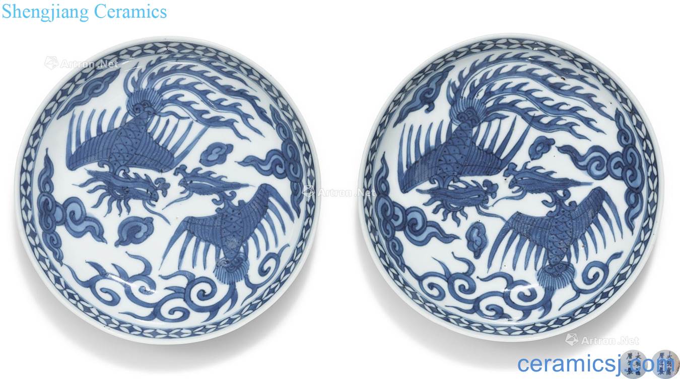 Ming wanli Blue and white wear YunXiangFeng tray (a)