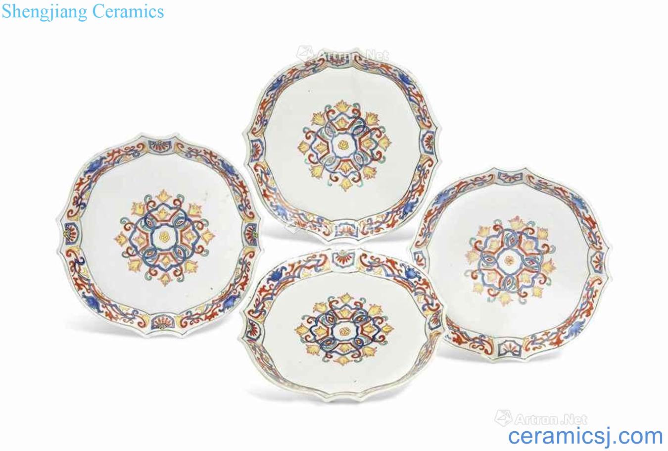 Qing qianlong pastel flowers export tray (a group of four pieces)