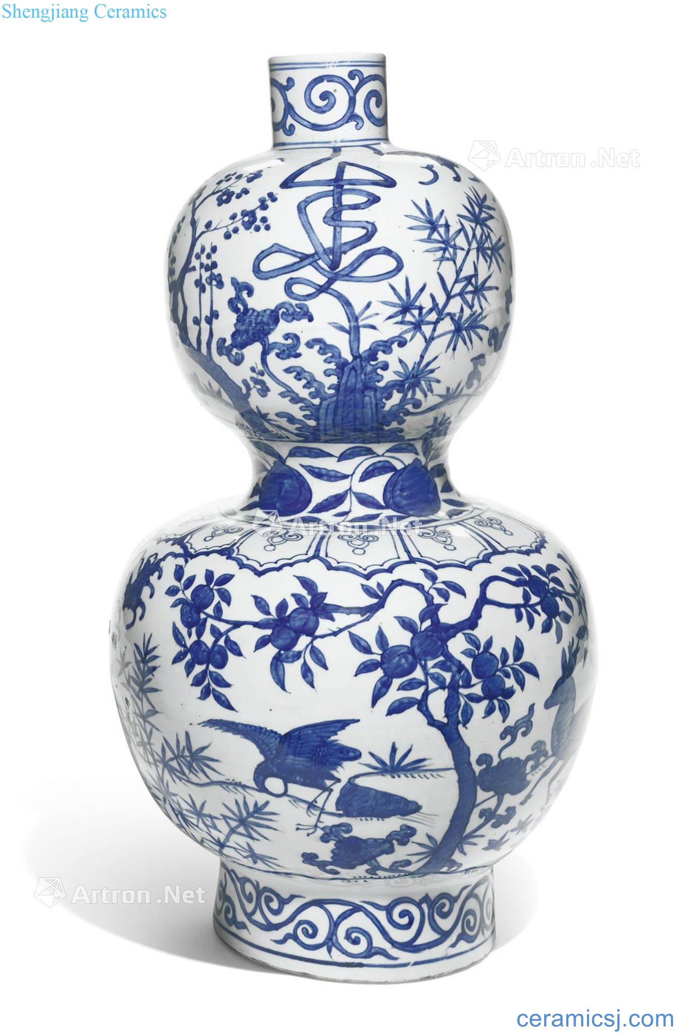 Ming jiajing Blue and white LuHe with spring grain bottle gourd