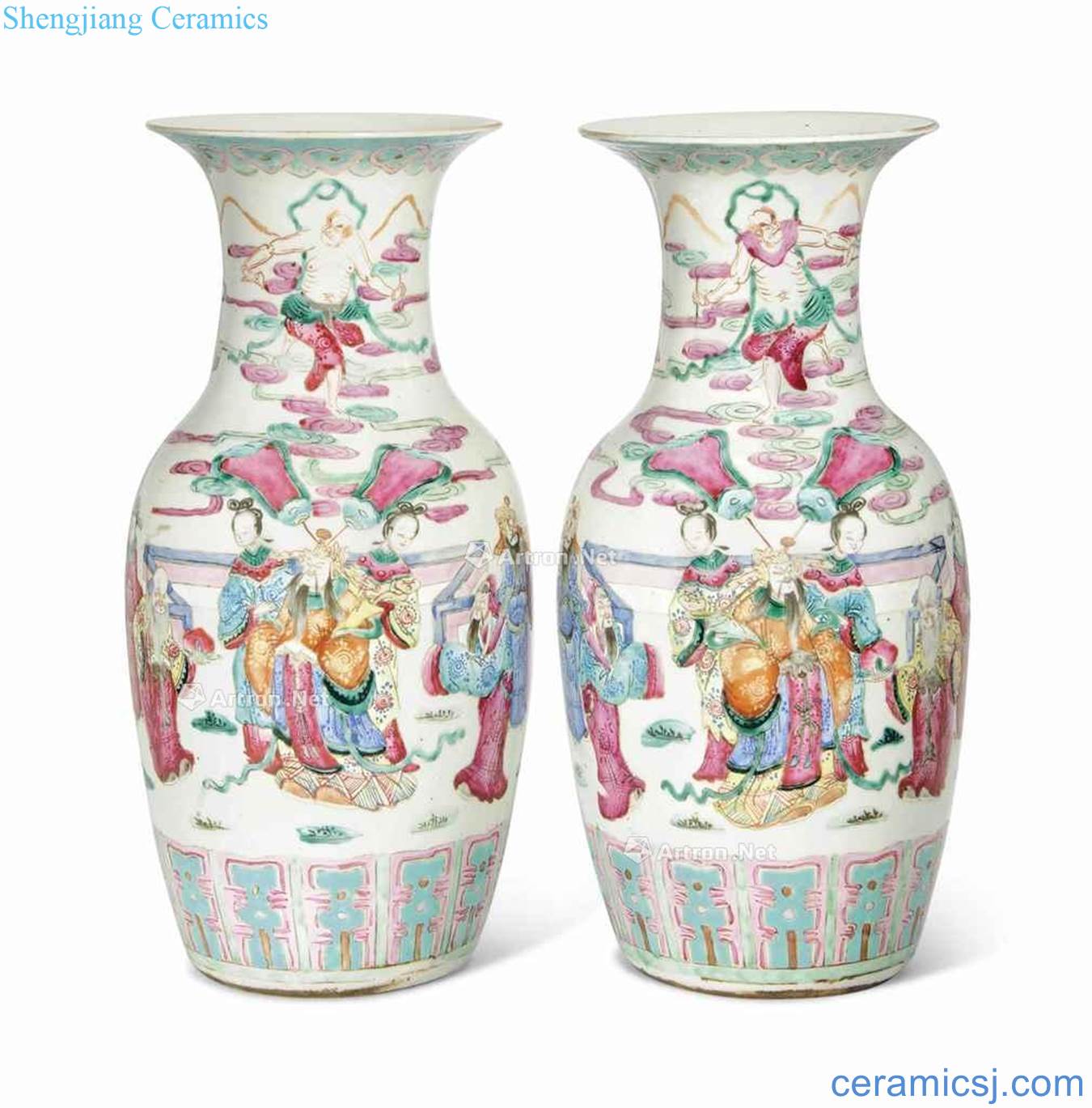 Stories of qing 19th century pastel figure bottles (a)