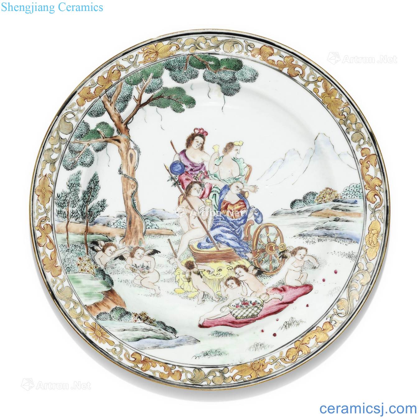 Qing dynasty about 1745 years pastel western myth tray