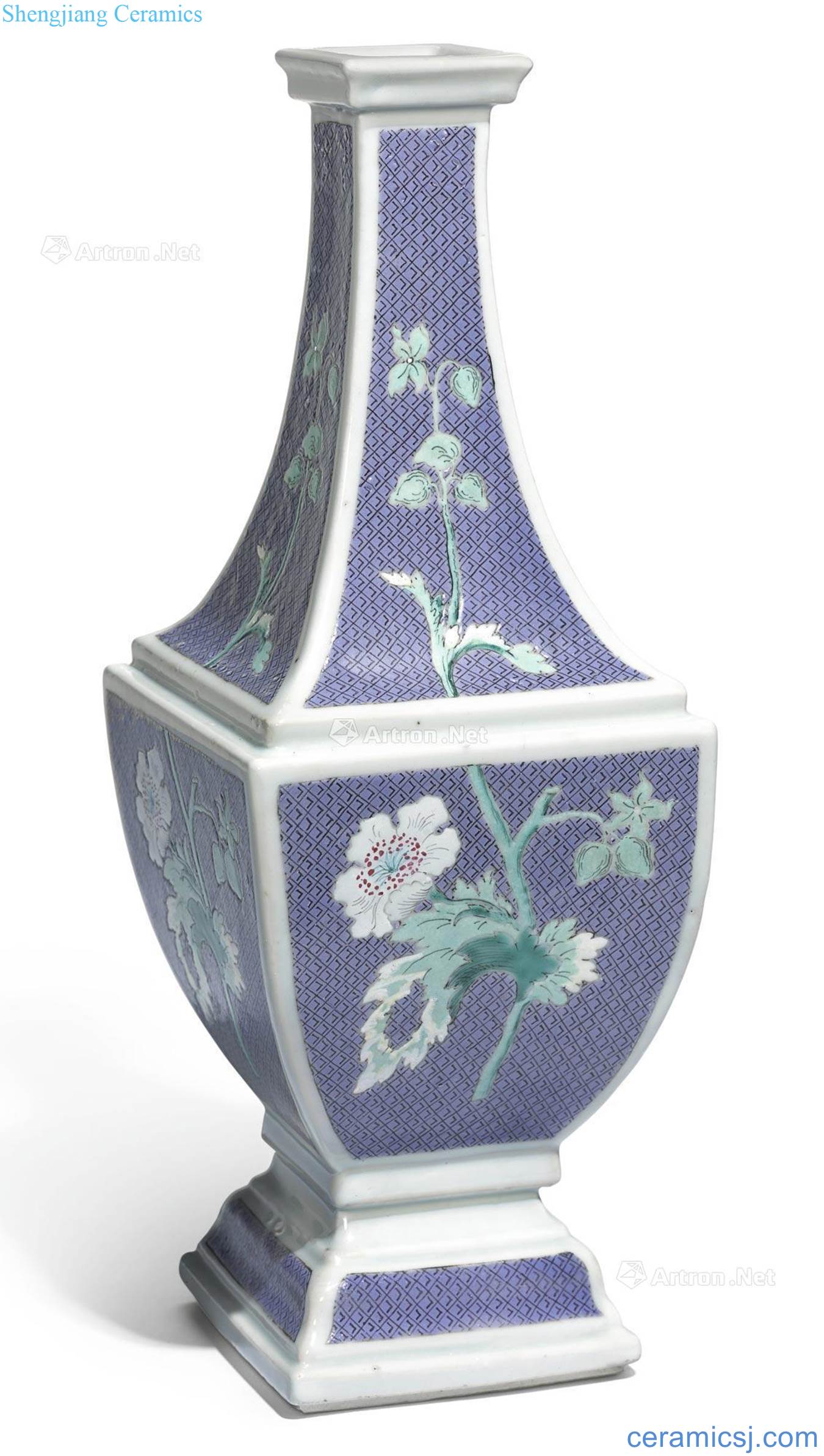 About 1734-1740 Light purple jin pastel flowers grain square bottles