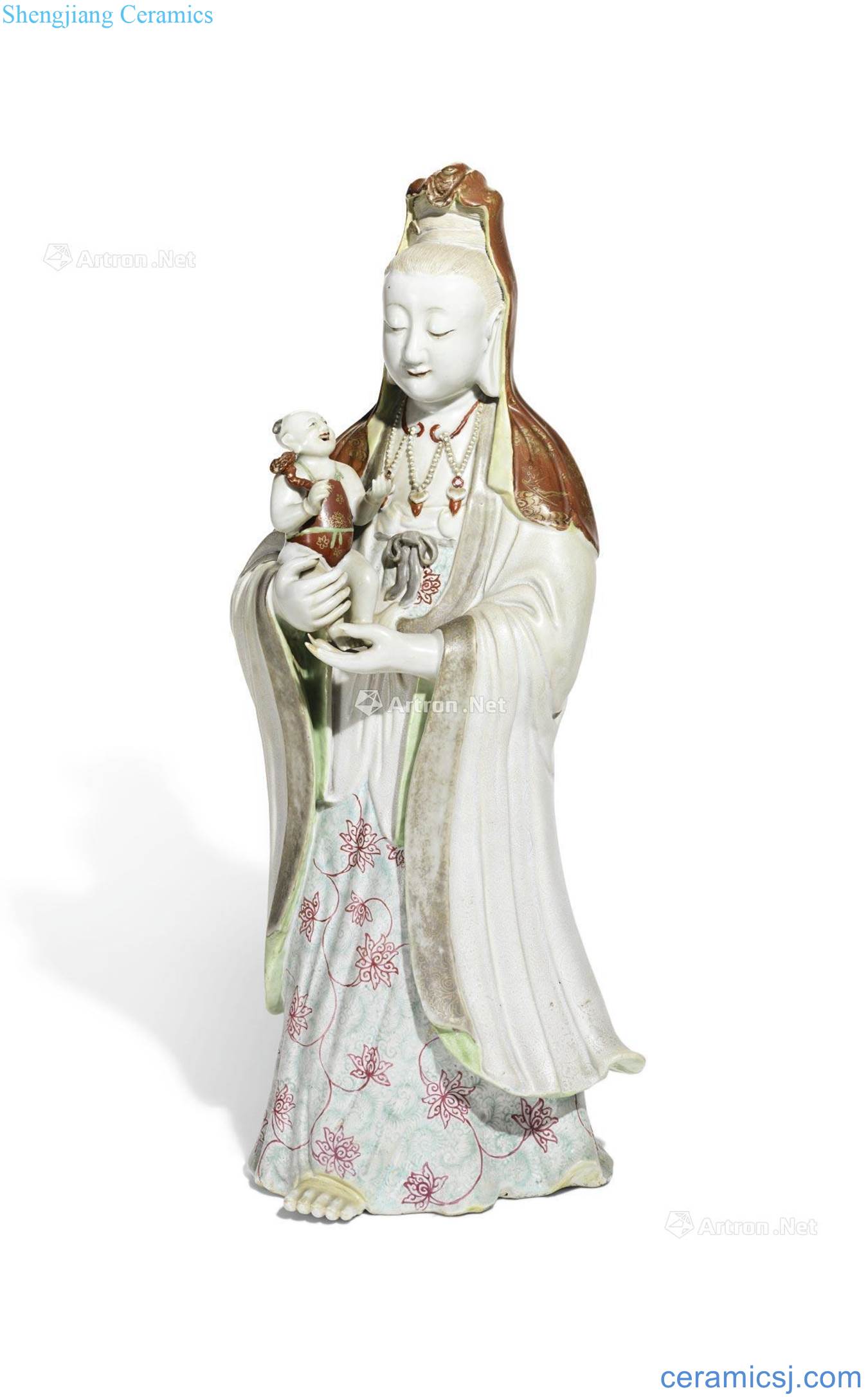 Clear/at the end of the eighteenth century in the early nineteenth century Pastel SongZi guanyin stands resemble