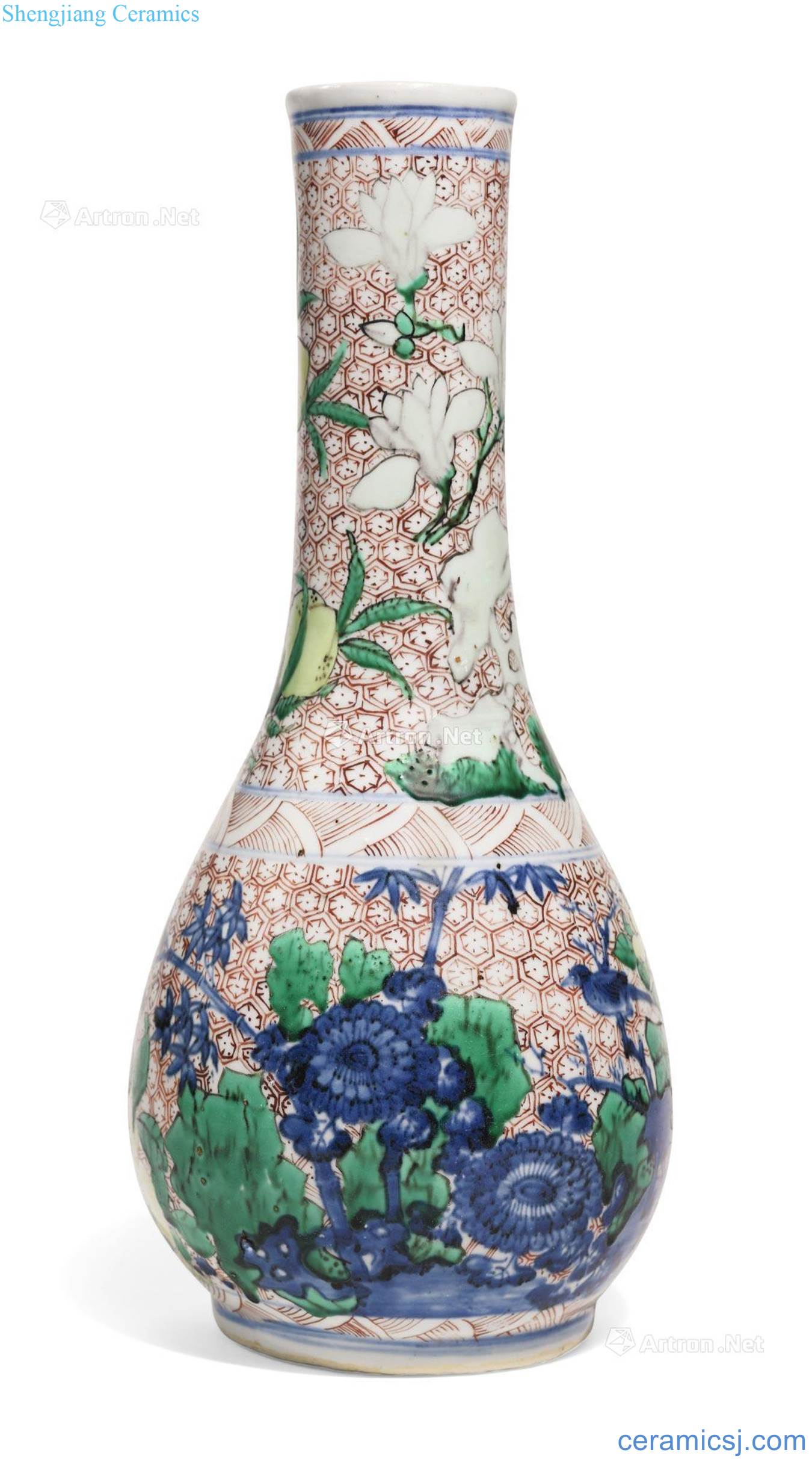 In the 17th century Colorful silk flower grain to the flask