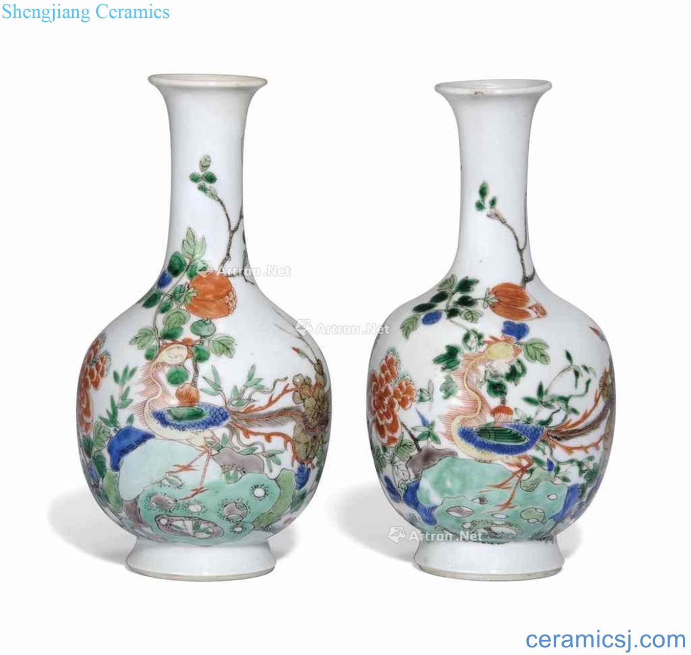 The qing emperor kangxi Five dragon show peony lines bottle (a)