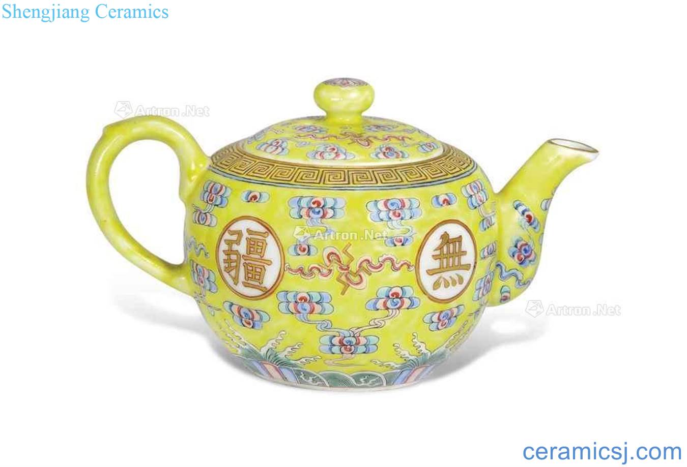 Qing guangxu Yellow powder enamel "stays in the teapot