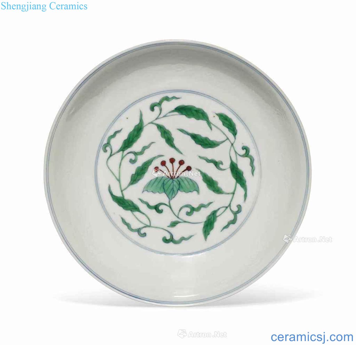 In the 18th century A DOUCAI AND ANHUA - DECORATED SAUCER DISH