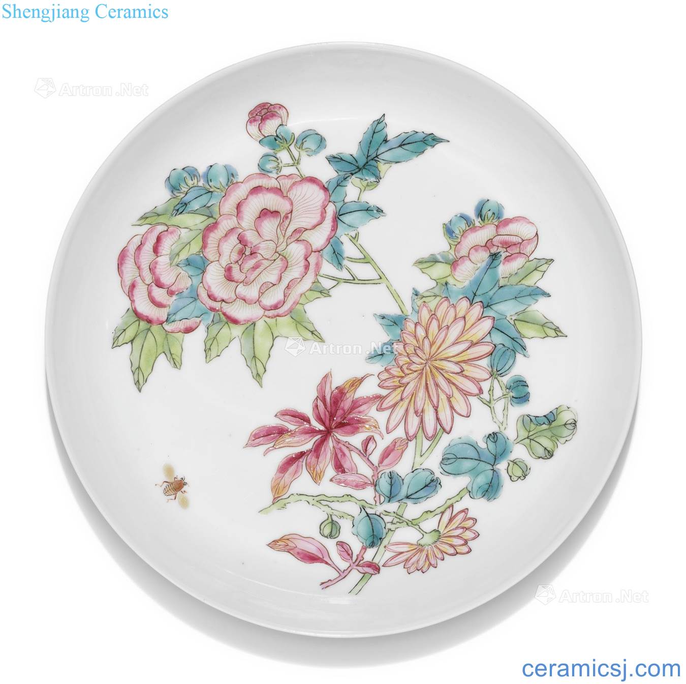 Qing in the eighteenth century Carmine pastel flowers tray
