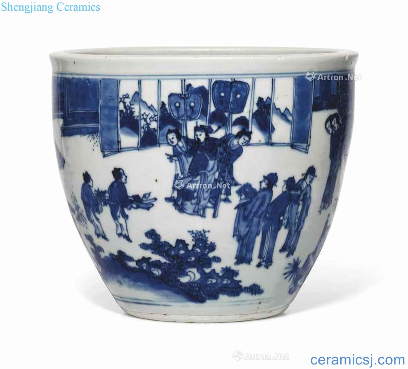 In the 17th century A BLUE AND WHITE JARDINIERE