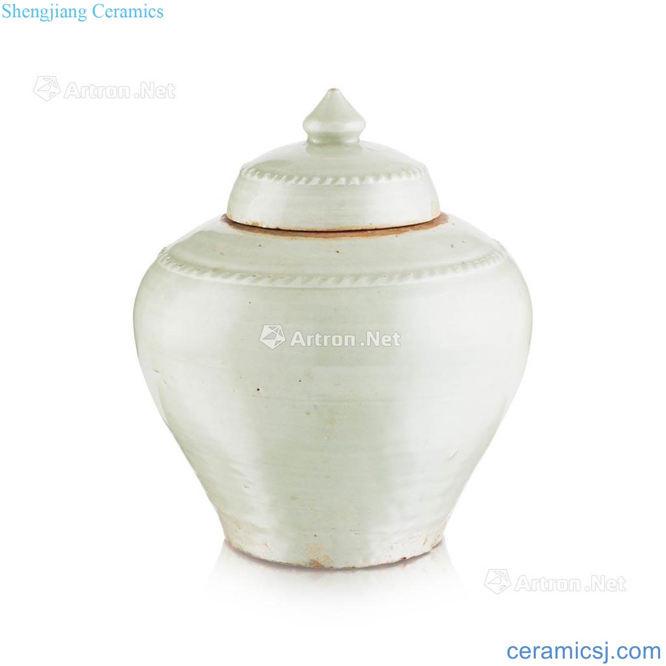 MING DYNASTY CELADON - GLAZED BALUSTER JAR AND COVER