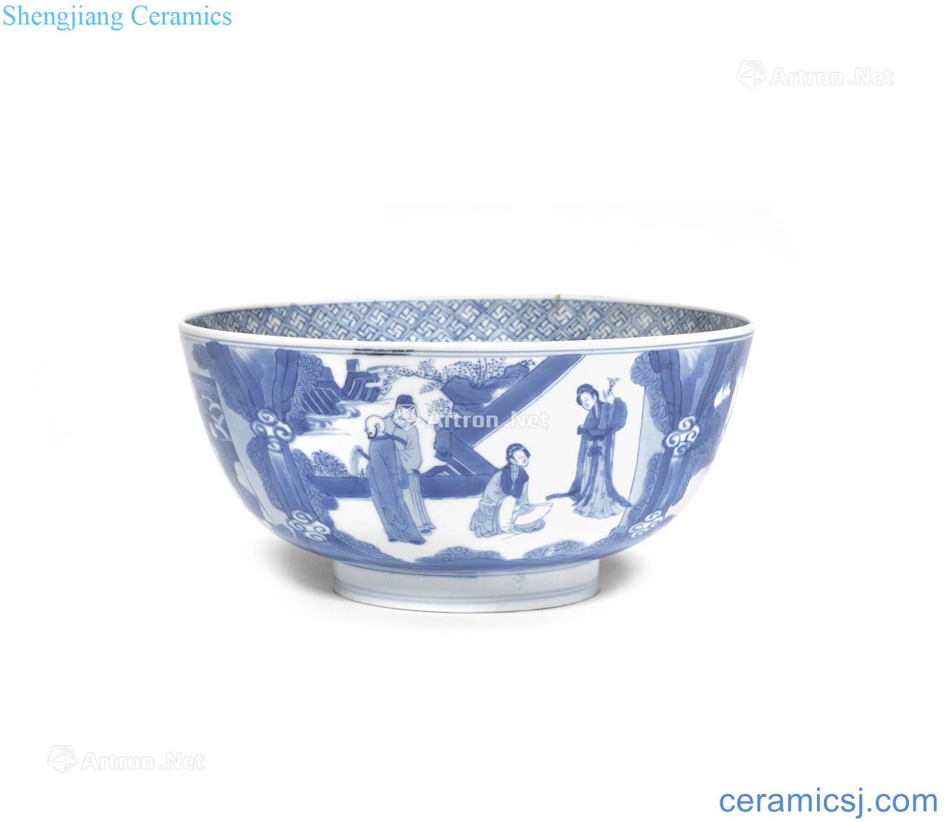 The qing emperor kangxi Blue and white figure 盌 west chamber
