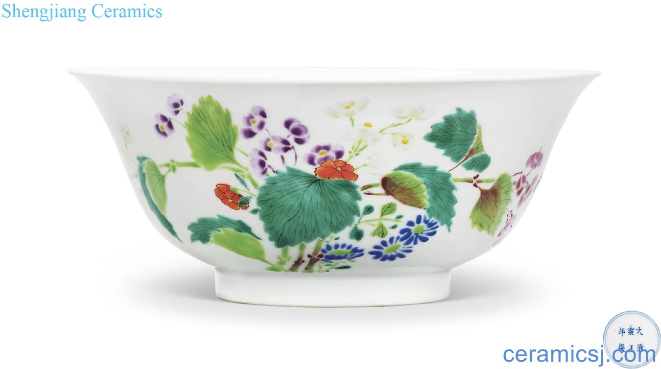 Qing yongzheng pastel haitang green-splashed bowls
