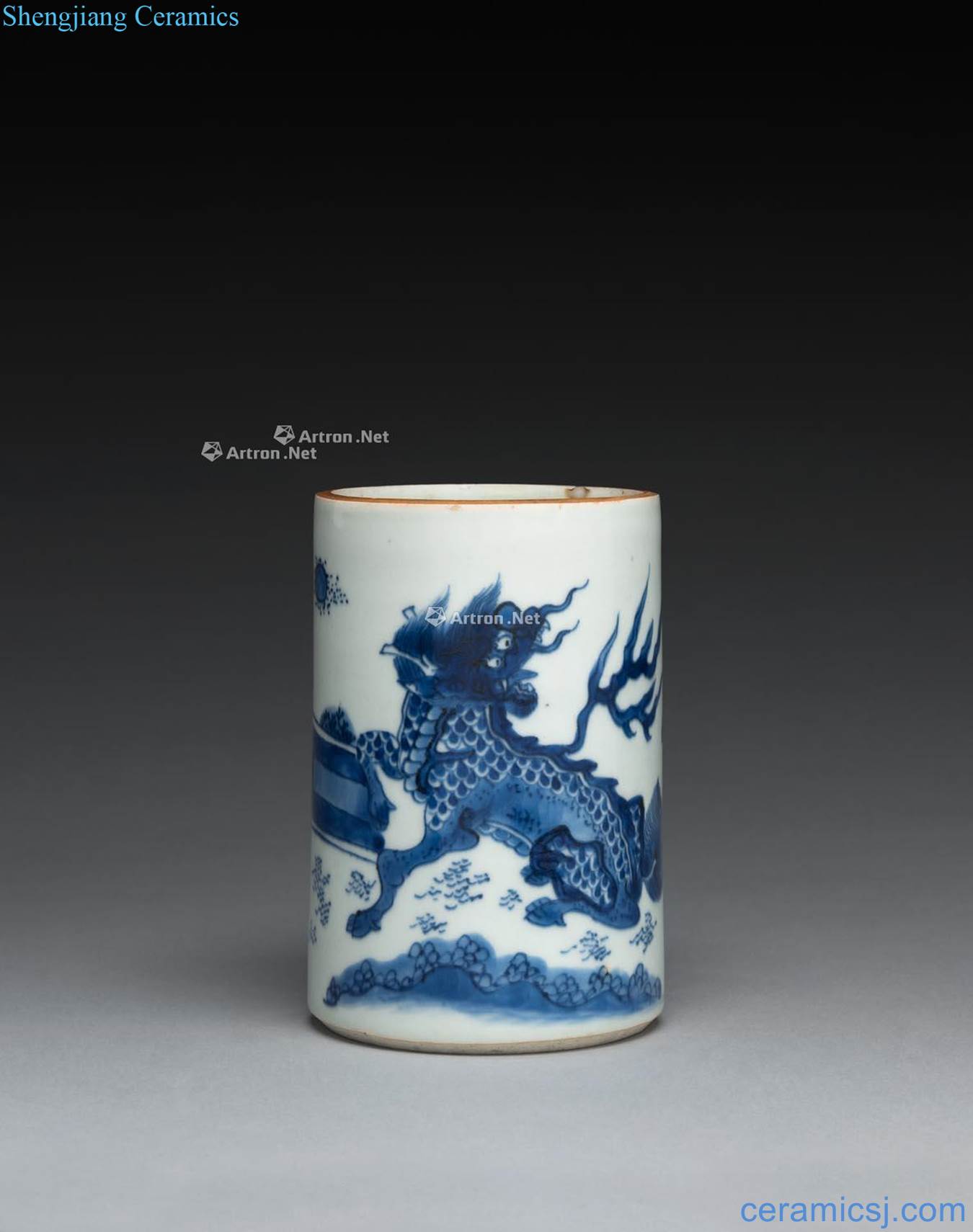 Qing shunzhi (1644 ~ 1661) blue and white pen container