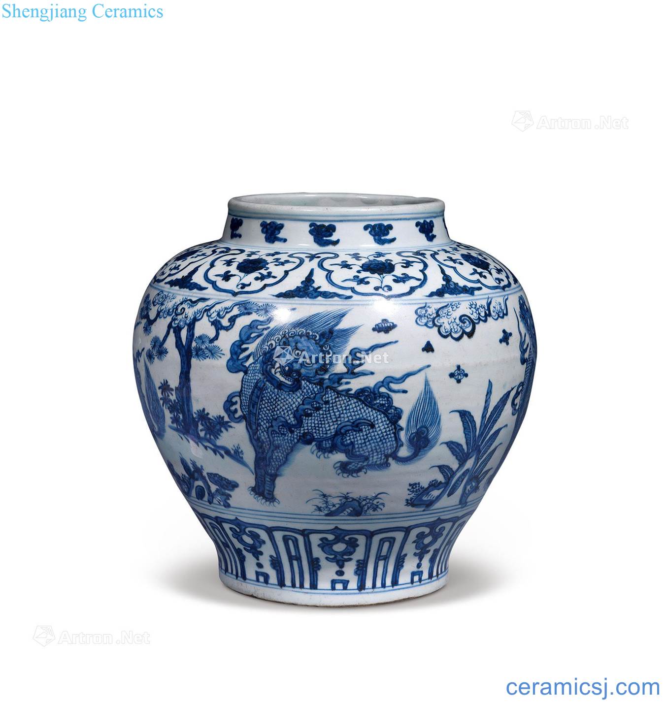 Ming dynasty Blue and white benevolent grain big pot