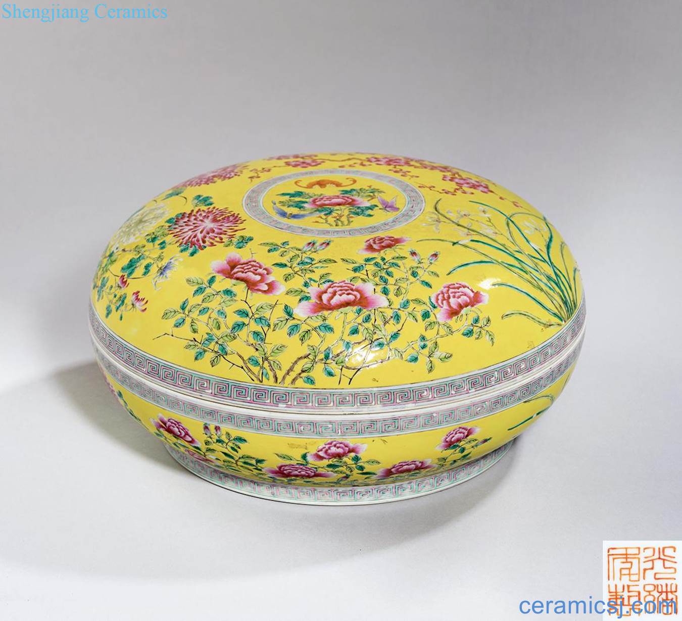 Pastel reign of qing emperor guangxu four seasons flower tattoo box
