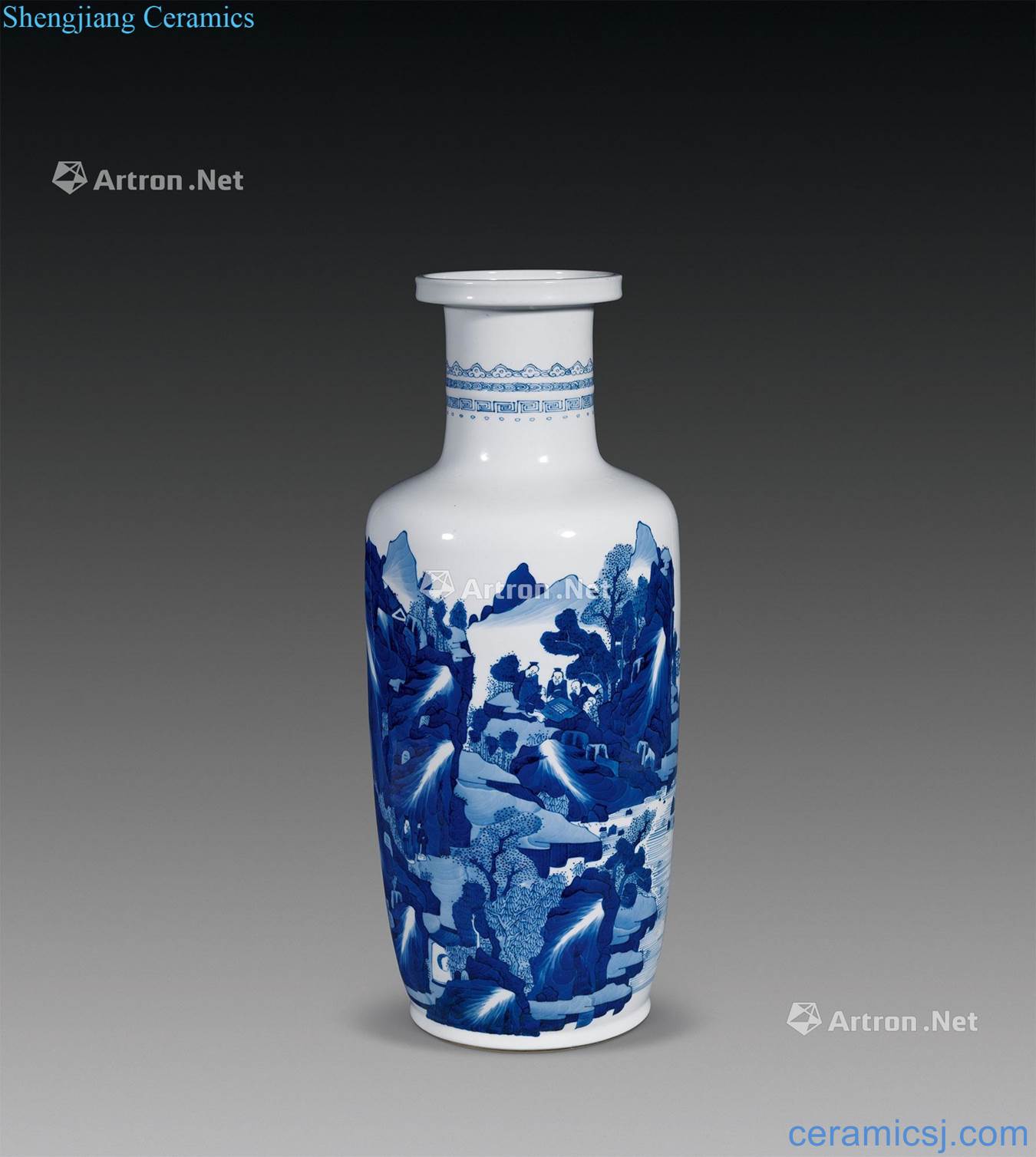 kangxi Blue and white landscape characters were bottles