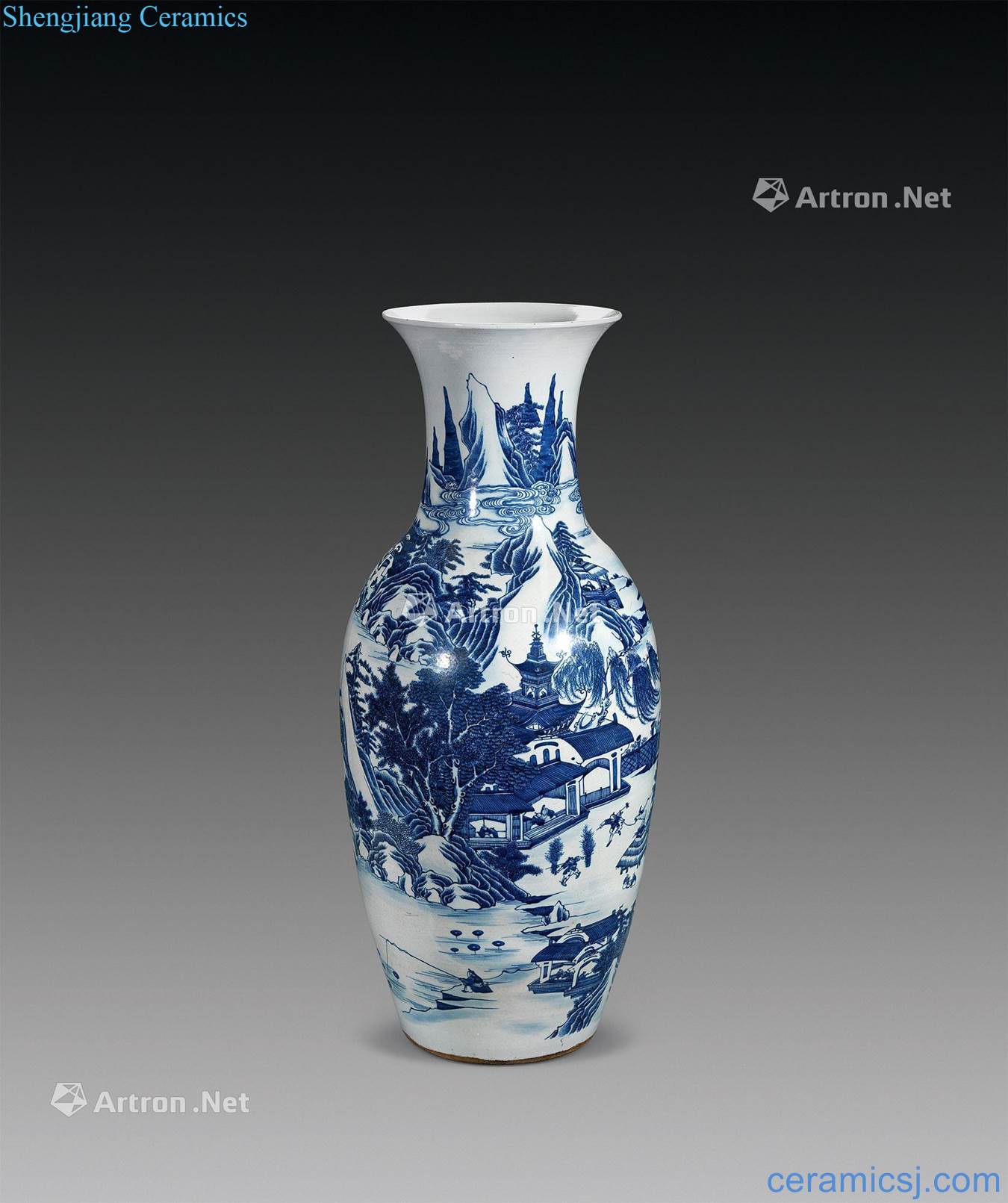 Emperor qianlong Blue and white landscape character large bottle