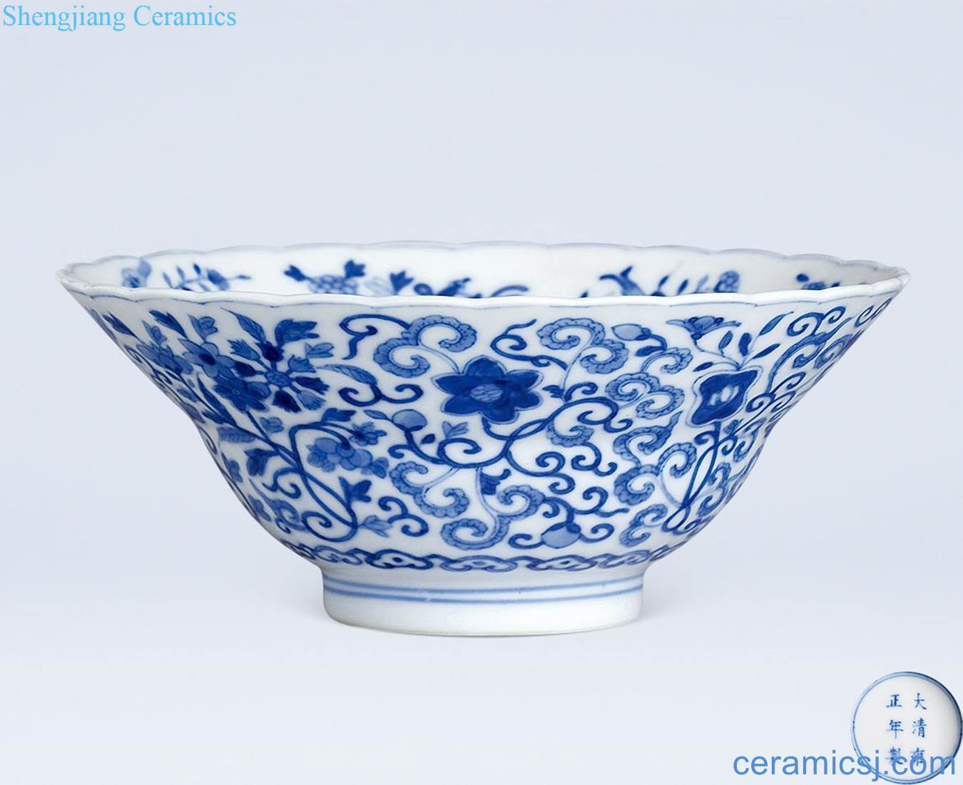 Qing yongzheng Blue and dark the eight immortals lines or bowl