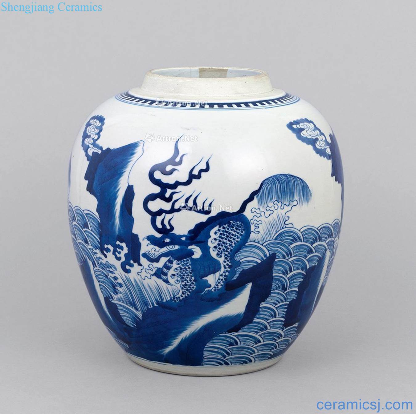 The qing emperor kangxi Blue and white unicorn big cans