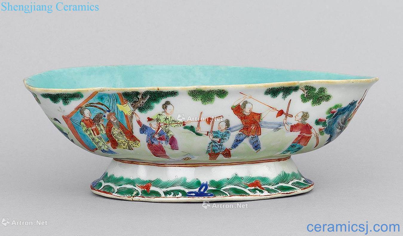 Qing jiaqing pastel play kung fu bowl of men and women