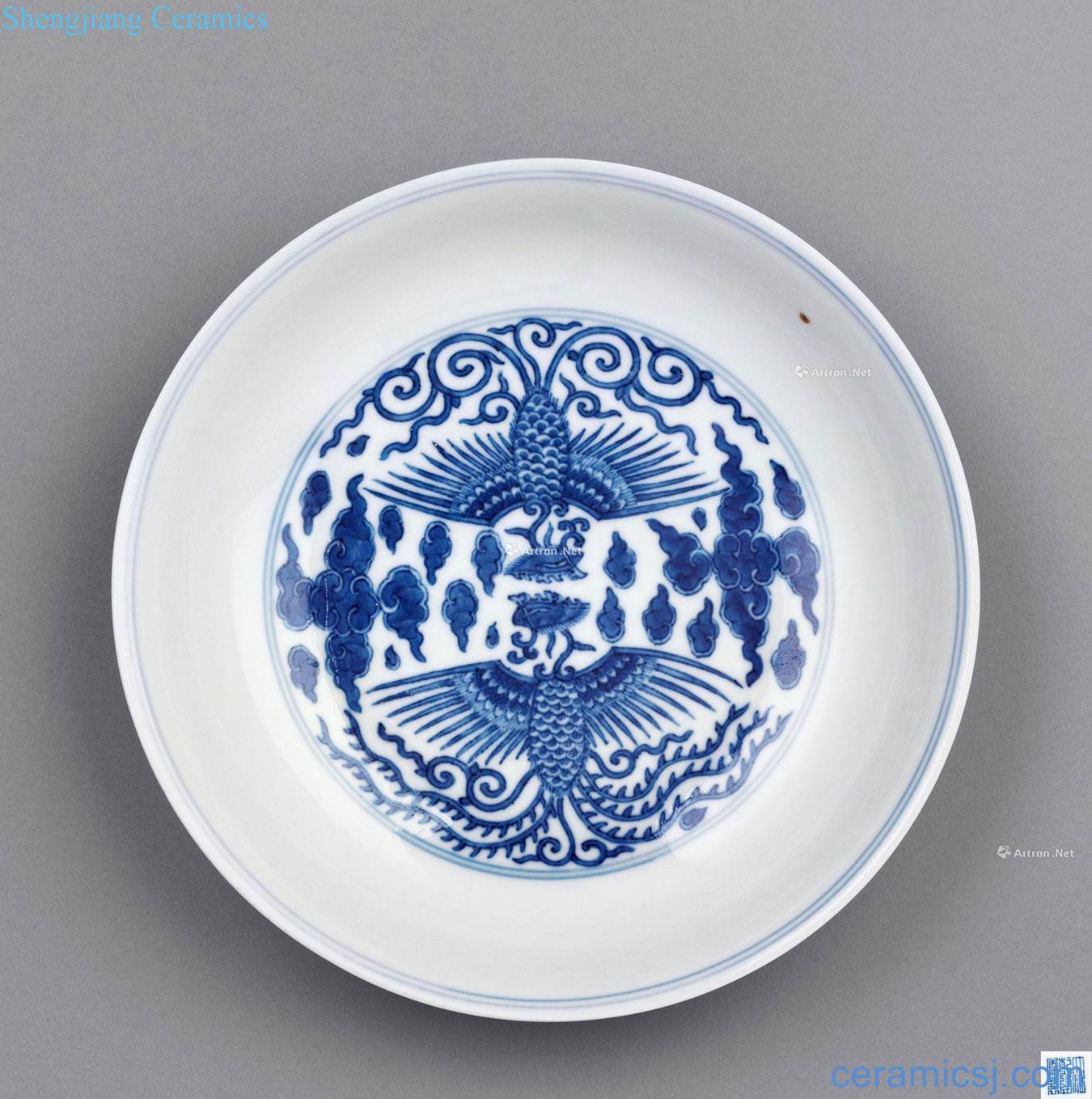 Qing qianlong Kiln porcelain double phoenix plate