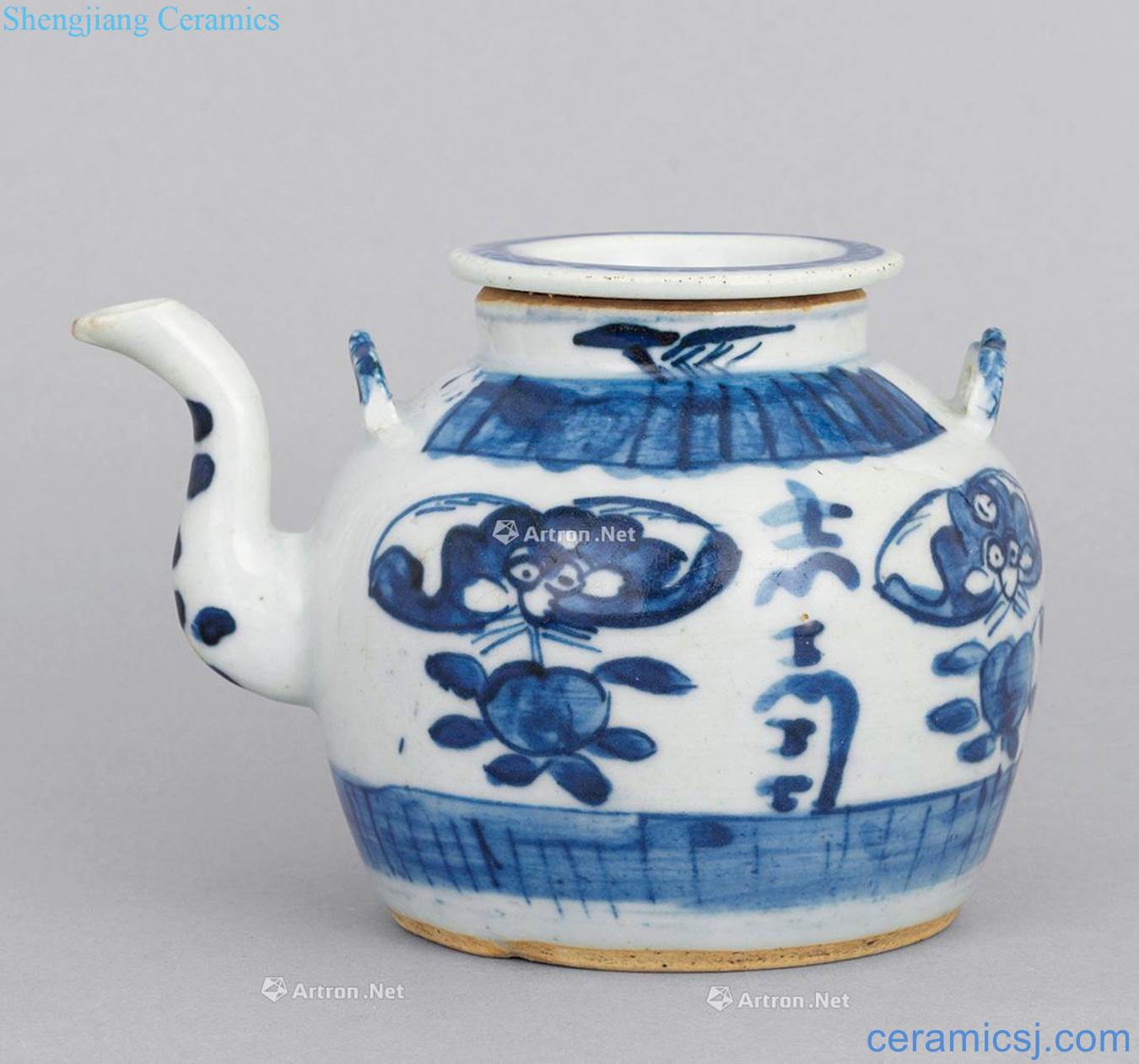 In late qing dynasty Blue and white teapot