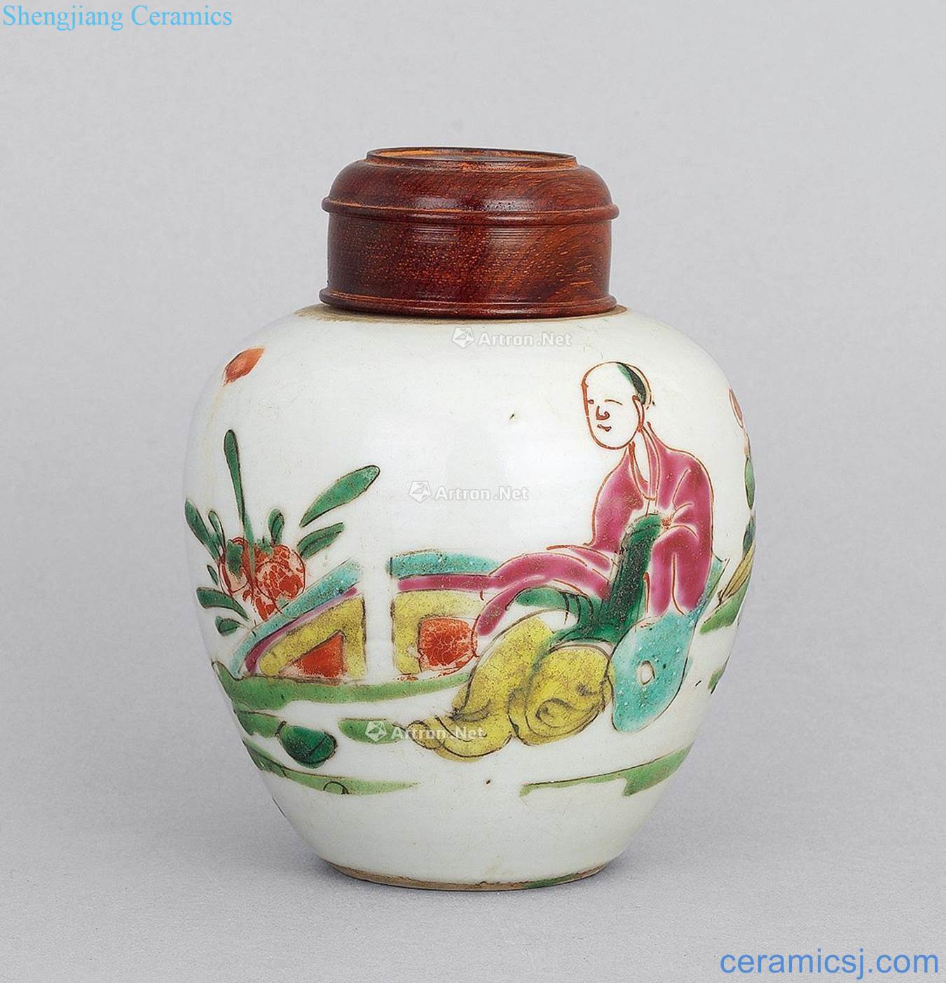 Qing yongzheng pastel character canister