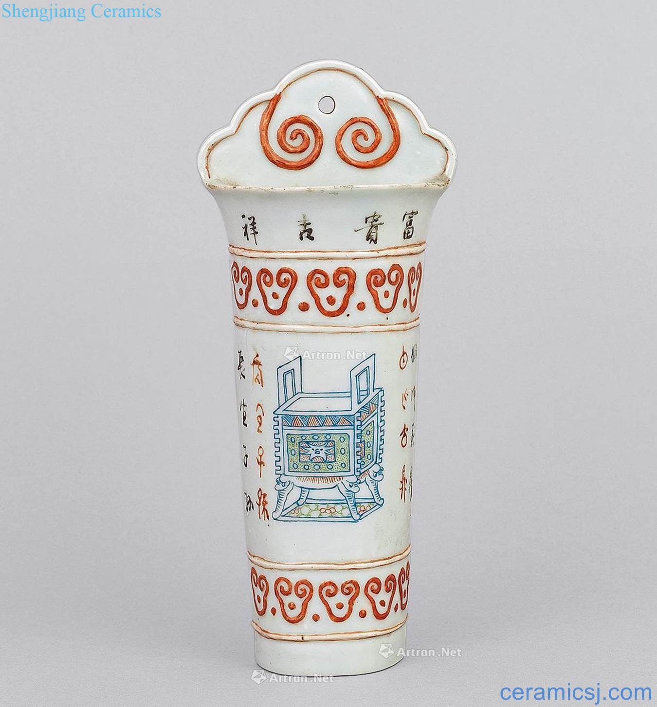The late qing and early republic Colorful rich auspicious wall bottles