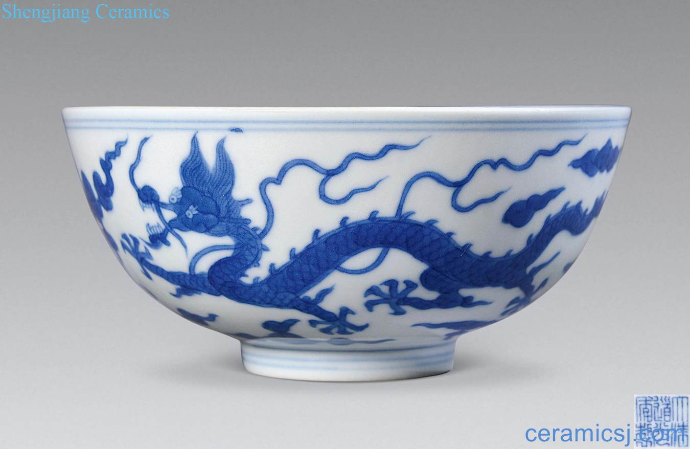 Qing daoguang Blue and white dragon bowl