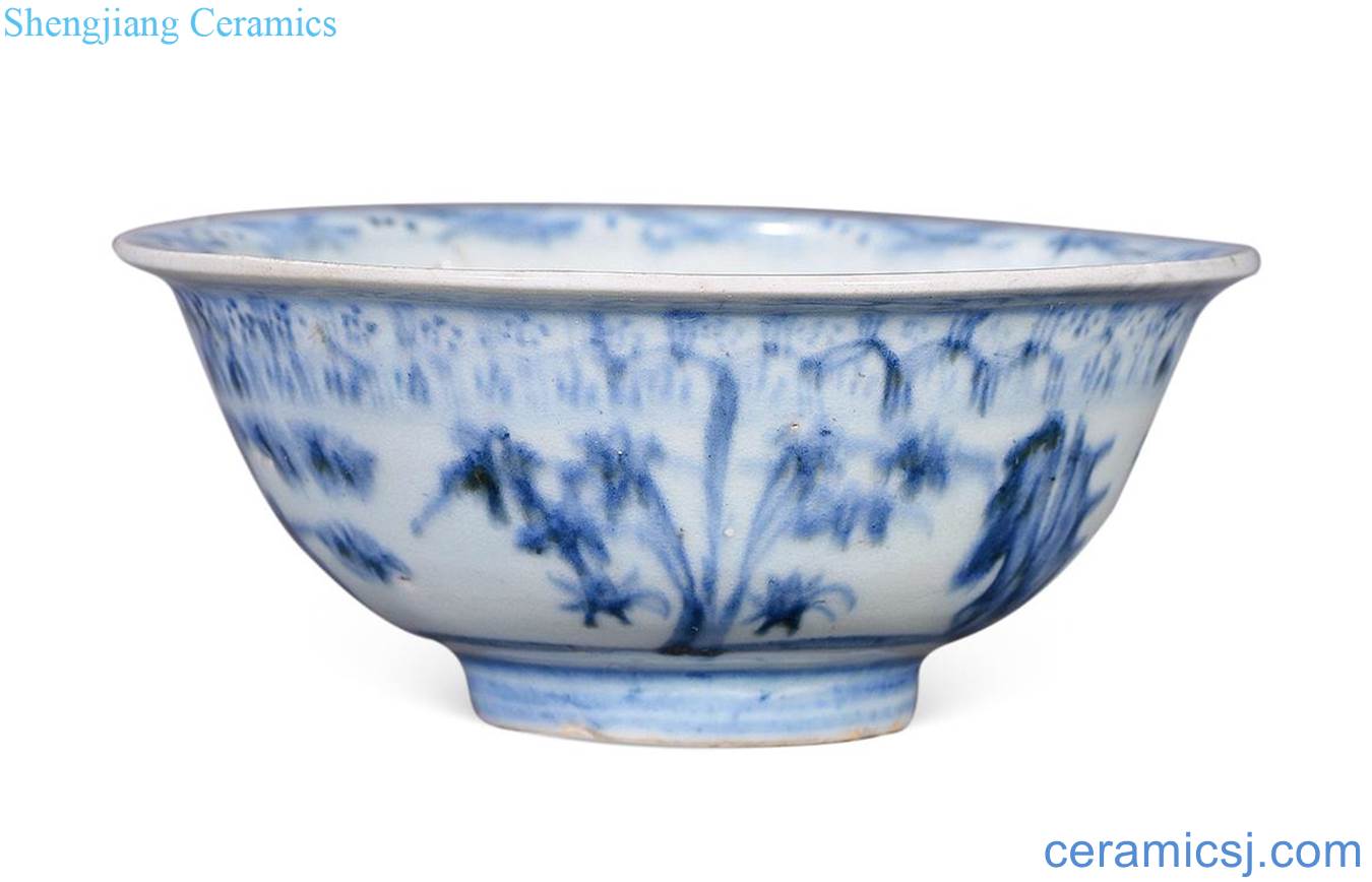 Ming dynasty Blue and white bamboo stone bowl