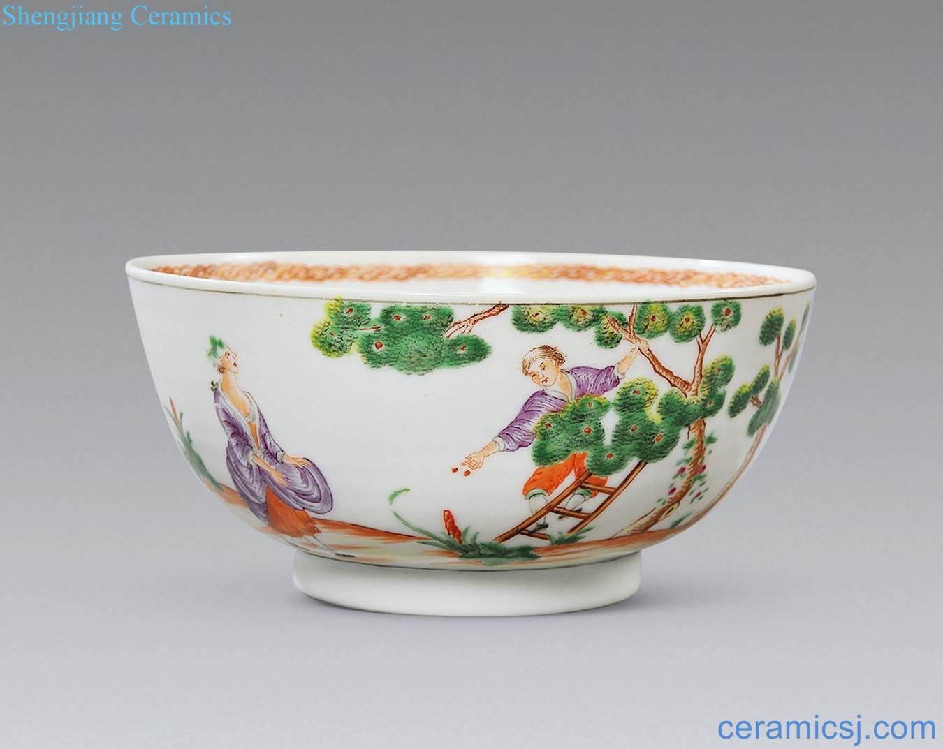 Qing qianlong pastel bowl of western characters