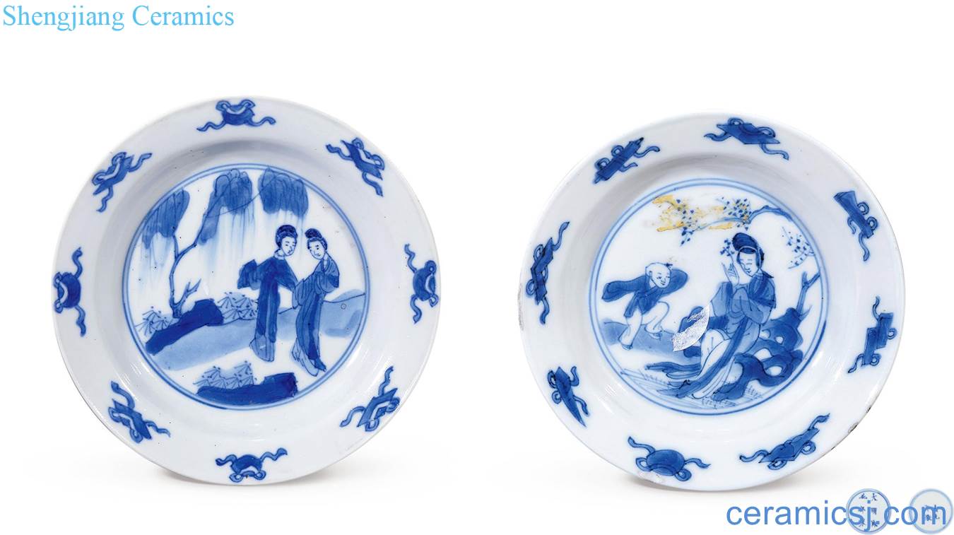 The qing emperor kangxi Blue and white character small dish (two)