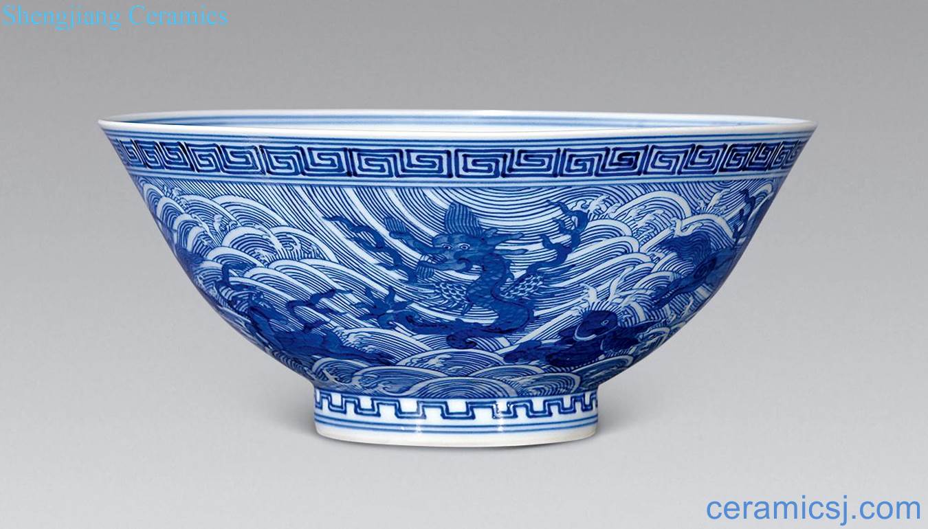 Qing guangxu Blue sea eight blame big bowl