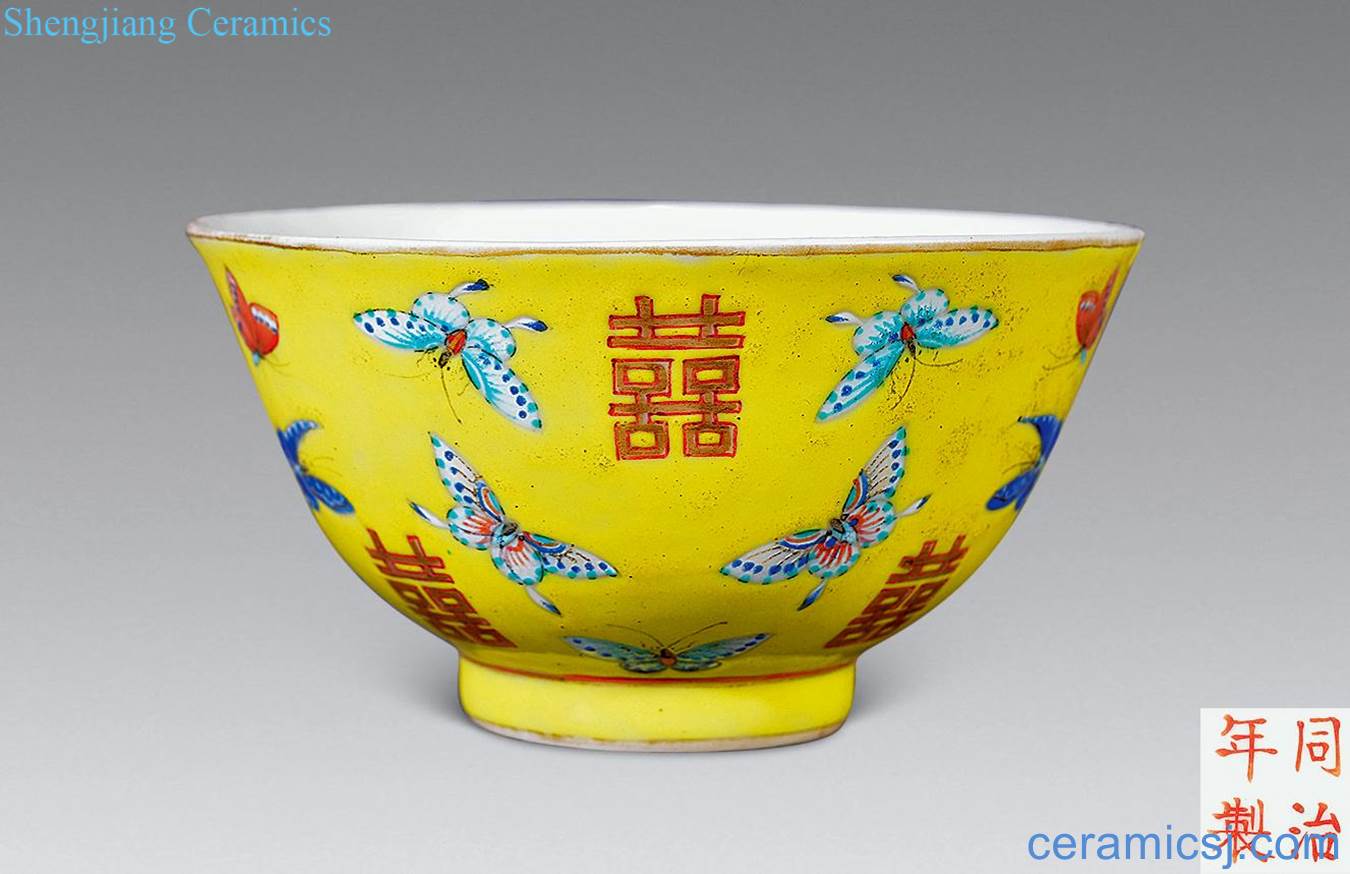 dajing Pastel flowers yellow butterfly happy character bowl