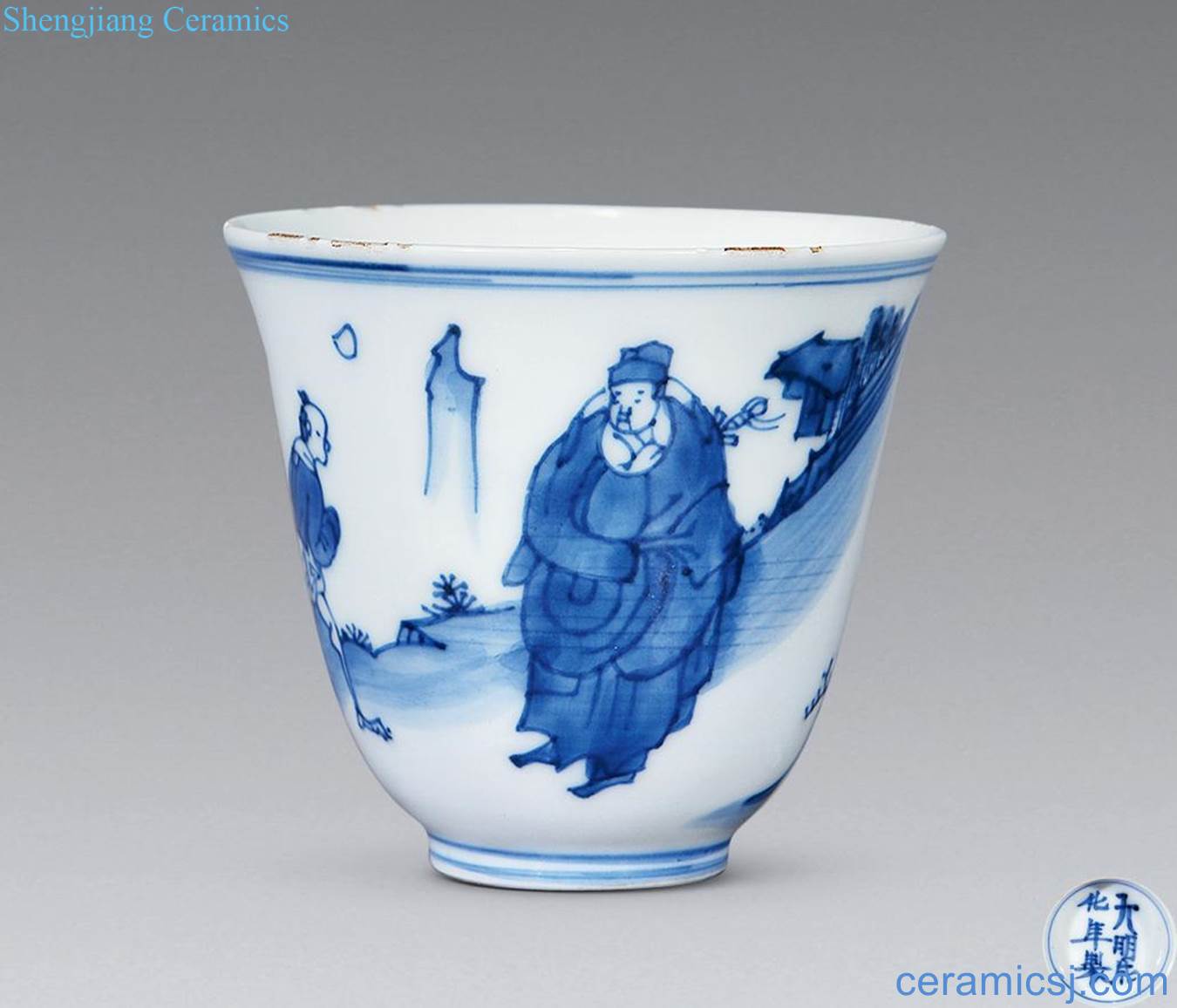 In the early qing character figure to the bell cup