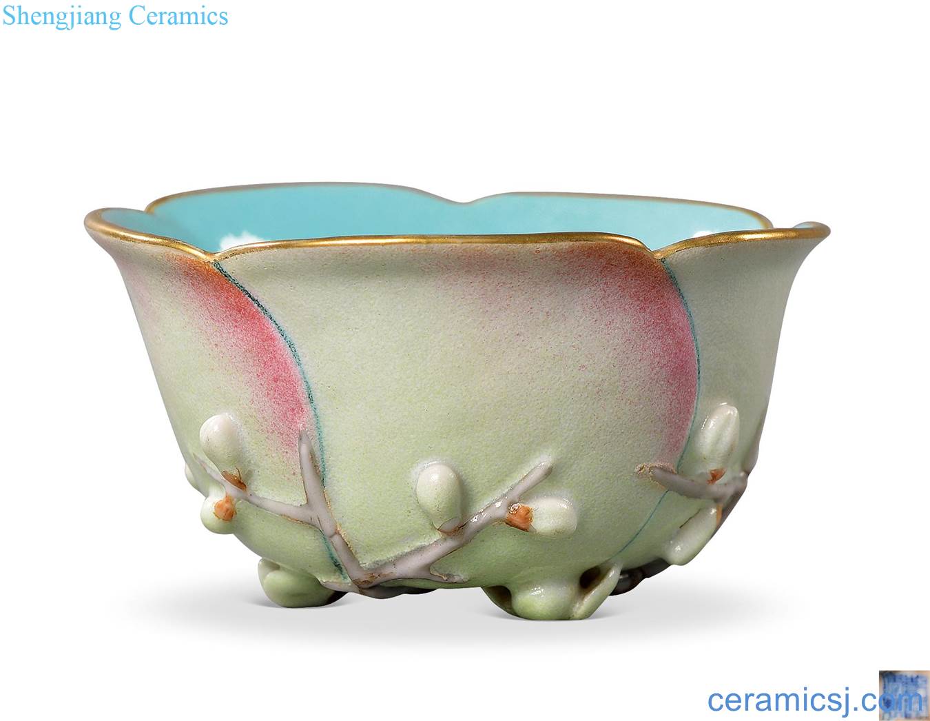 Qing qianlong pastel flowers cup