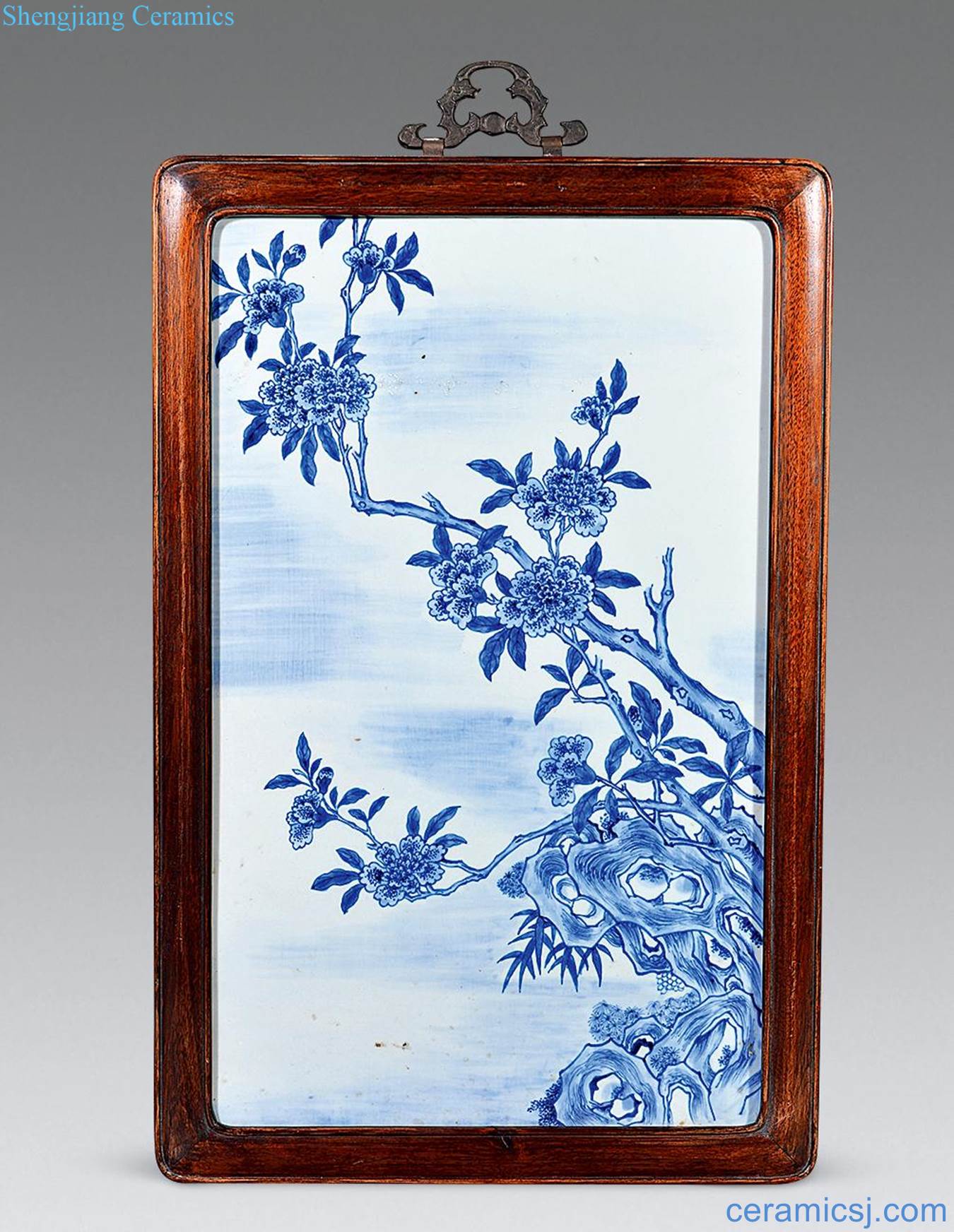 Qing qianlong Blue and white flower wall hanging