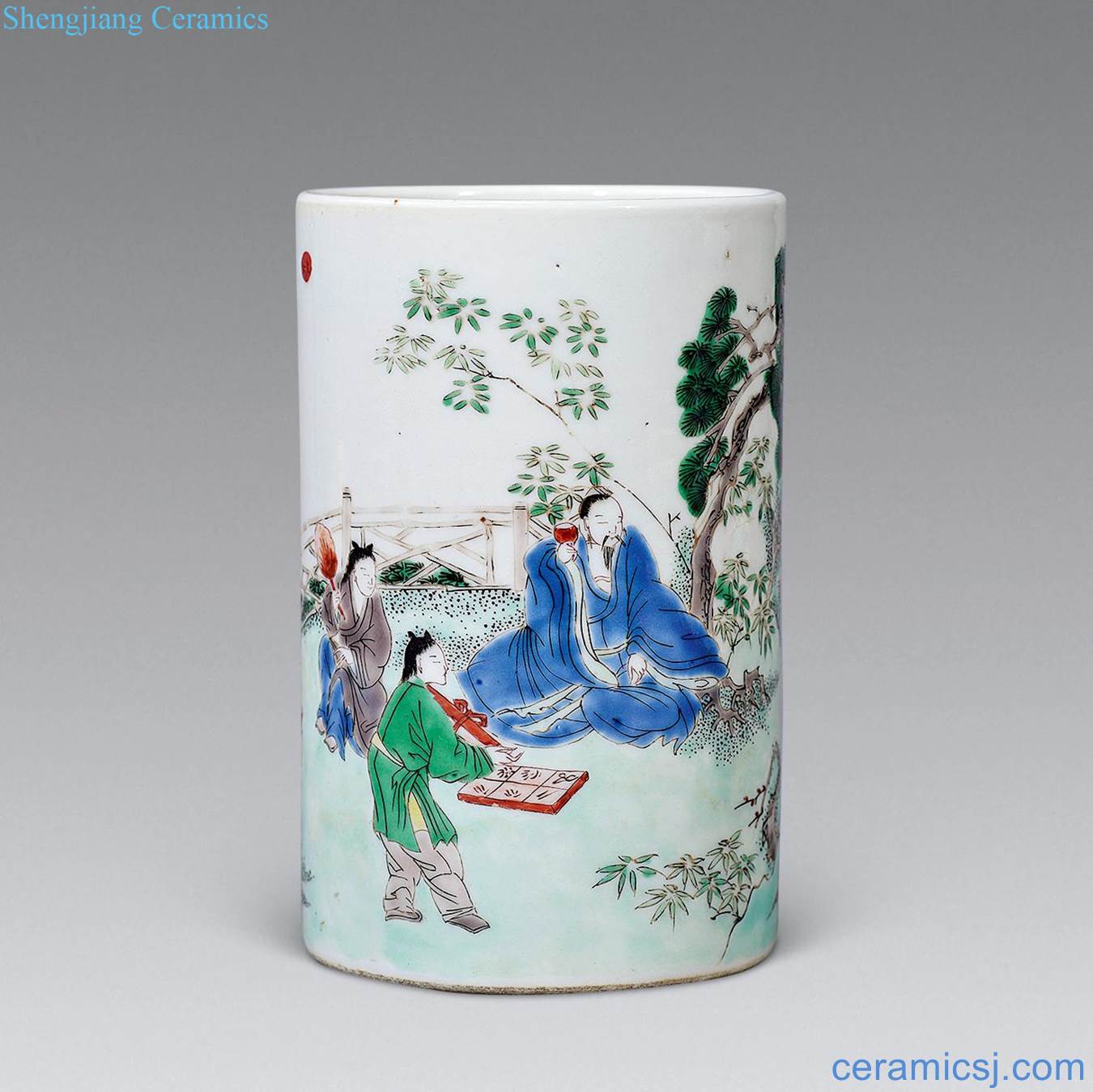 Qing guangxu Colorful Gao Shitu brush pot